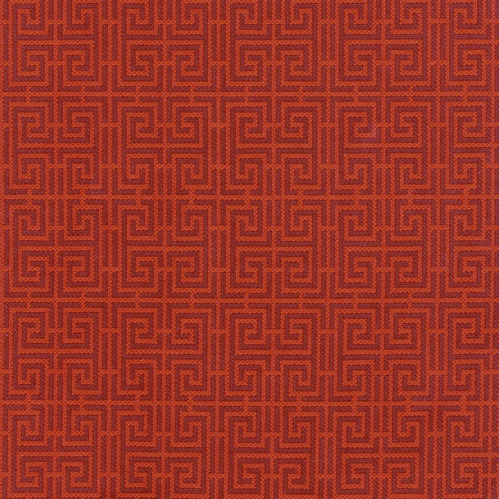 Chinois Fret Oxblood / Lacquer 54951 by Schumacher Designer Fabric ESSENTIALS: SMALL-SCALE UPHOLSTERY I COTTON 95% POLIAMMIDIC 5% FRANCE MARTINDALE 36,000 </p><p>Repeat: Horizontal: 4 1/2" (11CM) and Vertical: 2 3/8" (6CM) 56 - Swanky Fabrics -