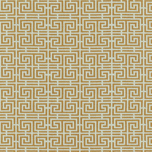 Schumacher Fabric Chinois Fret Tobacco / Aqua 54954