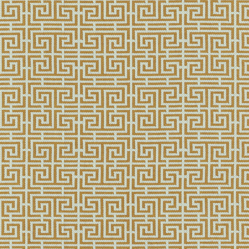 Chinois Fret Tobacco / Aqua 54954 by Schumacher Designer Fabric ESSENTIALS: SMALL-SCALE UPHOLSTERY I COTTON 95% POLIAMMIDIC 5% FRANCE MARTINDALE 36,000 </p><p>Repeat: Horizontal: 4 1/2" (11CM) and Vertical: 2 3/8" (6CM) 56 - Swanky Fabrics -