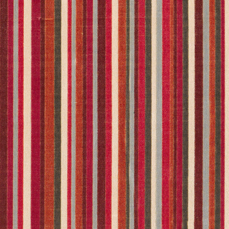 Syncopated Velvet Stripe Azalea / Aqua 55321 by Schumacher Designer Fabric MODERN WOVENS See Sample ITALY . </p><p>Repeat: Horizontal: 13" (33CM) and Vertical: - 52 3/8" WIDE (133CM) - Swanky Fabrics -