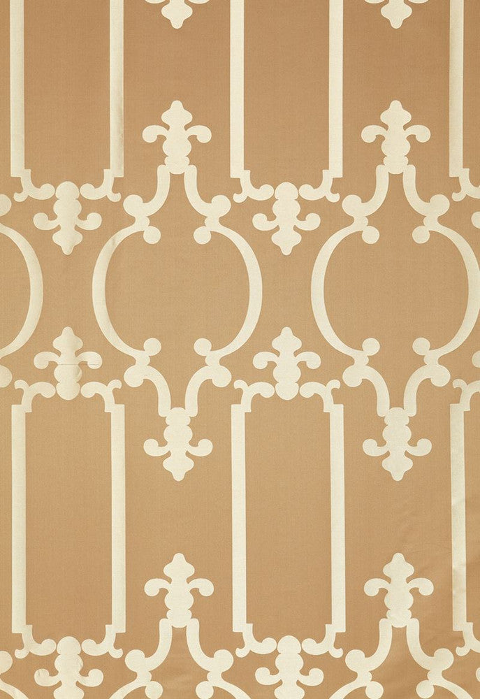 Ornamental Silk Taupe 55862 by Schumacher Designer Fabric Modern-Glamour 73% Silk, 27% Cotton - Horizontal: 13.875 and Vertical: 26.875 55.5 - Swanky Fabrics -