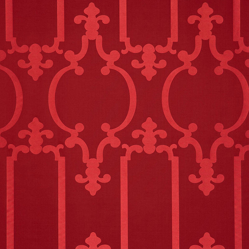 Ornamental Silk Ruby Lacquer 55864 by Schumacher Fabric Schumacher Fabric Ornamental Silk Ruby Lacquer 55864Fabric SILK 73% INDIA </p><p>Repeat: H: HORZ. 13 7/8" (35CM) , V: VERT. 26 7/8" (68CM) 55.5 - Fabric Carolina -