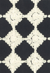 Schumacher Fabric Rosette Embroidery Charcoal 55870