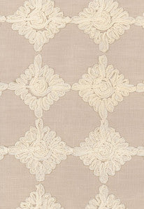 Schumacher Fabric Rosette Embroidery Alabaster 55872