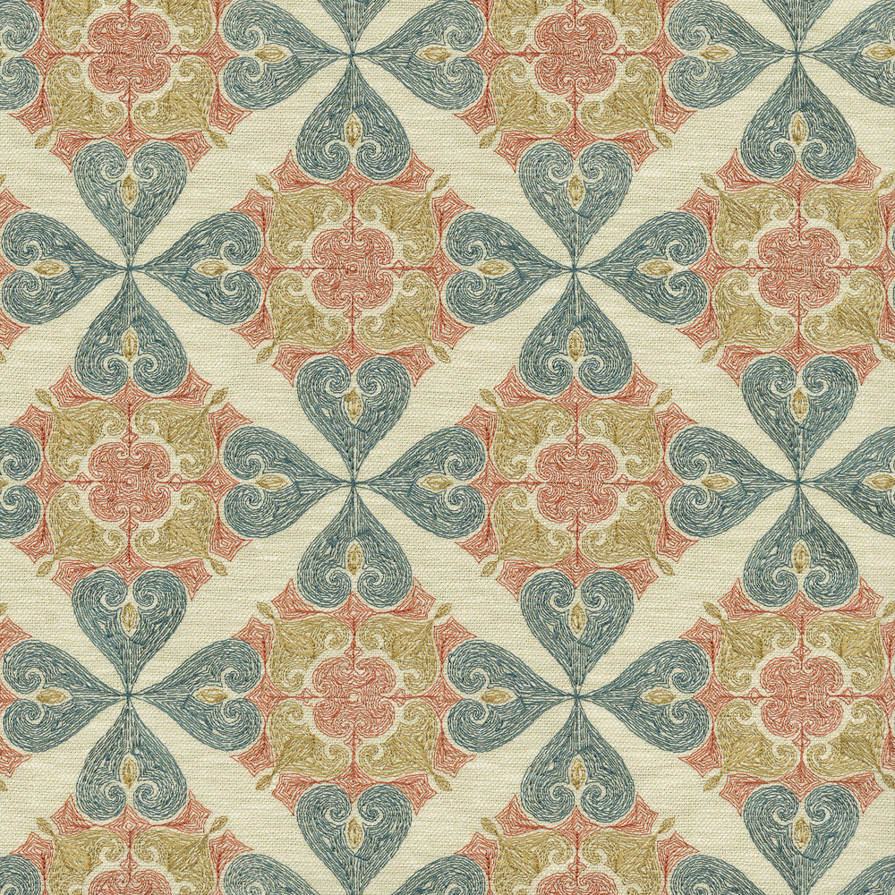Oasis Emb. Indienne 570030 by VILLA D'ASCOLI Designer Fabric - Base 72% polyester, 28% cotton / Emb. 100% polyester India 51000 Horizontal: 6.75 and Vertical: 6.27 56  - Swanky Fabrics -