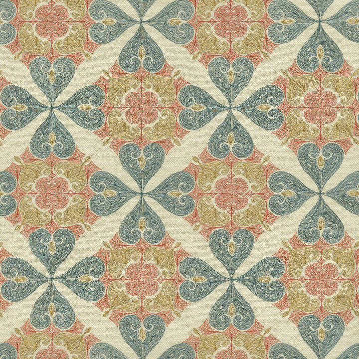 Oasis Emb. Indienne 570030 by VILLA D'ASCOLI Designer Fabric - Base 72% polyester, 28% cotton / Emb. 100% polyester India 51000 Horizontal: 6.75 and Vertical: 6.27 56  - Swanky Fabrics -