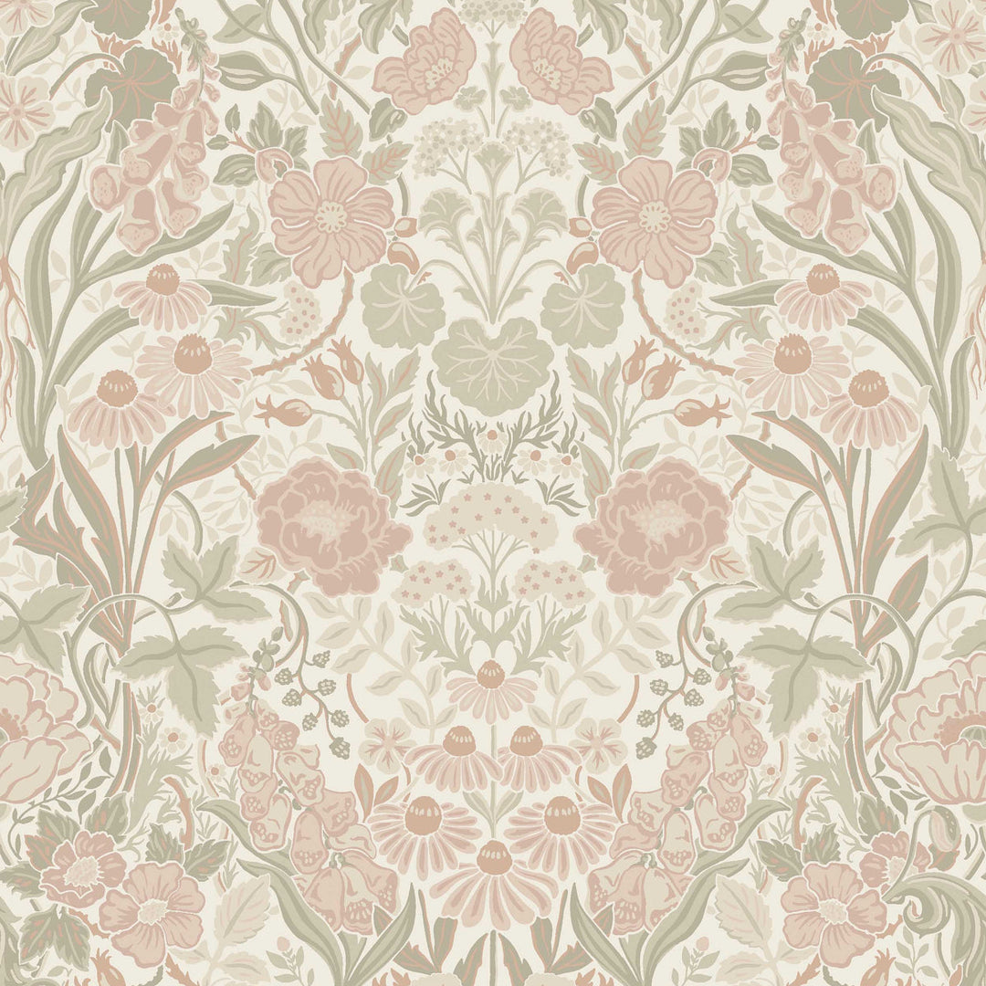Schumacher Wallcovering Örtagård - Blush And Ivory