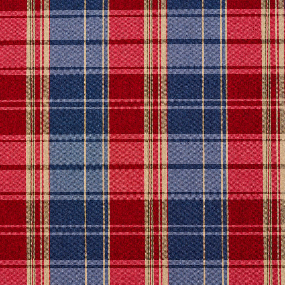 5804 Patriot Plaid by Charlotte Designer Fabric Classic Patterns 52% Polyester, 48% Cotton Made In USA Exceeds 200,000 Wyzenbeek Rubs (Heavy Duty) Horizontal: 6.5" X Vertical: 7" 54 Inches - Swanky Fabrics -