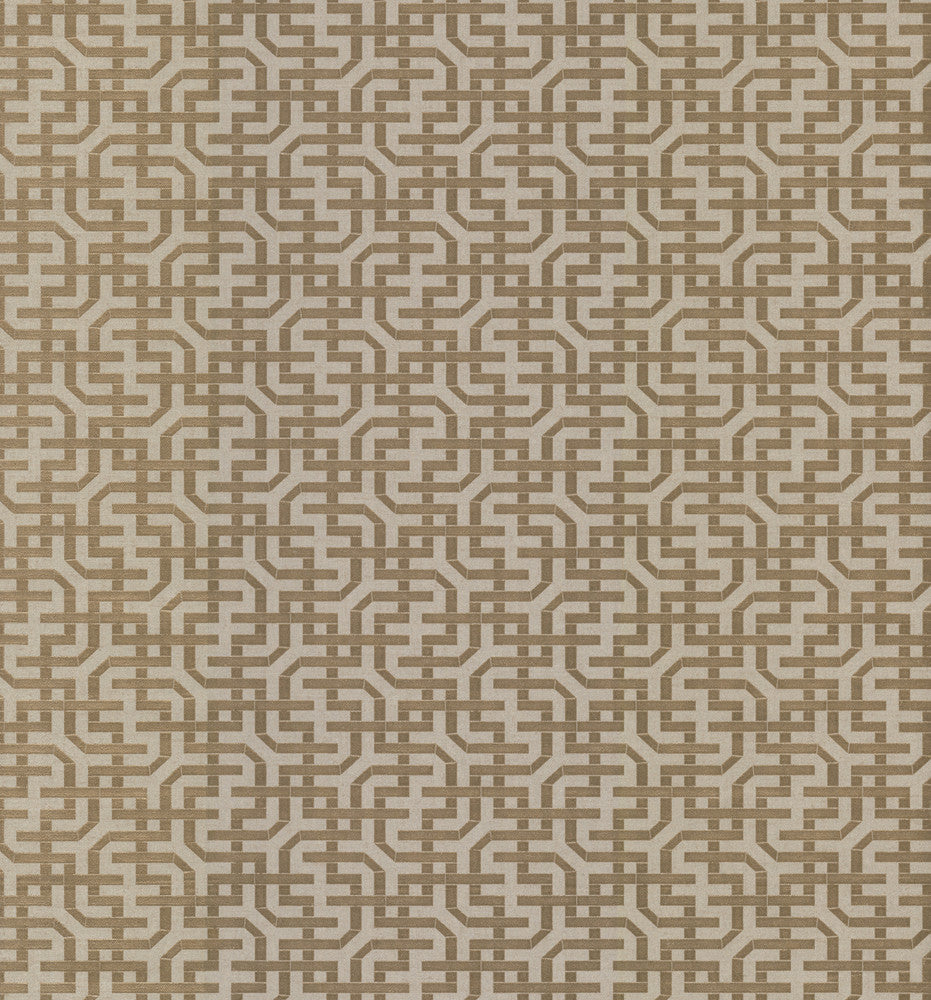 Dynastic Lattice Gold Wallpaper by York Wallcoverings Designer Traveler Covers about 56.4 square feet 20.5-in by 33-ft long roll Unpasted 12.8 - Swanky Fabrics -