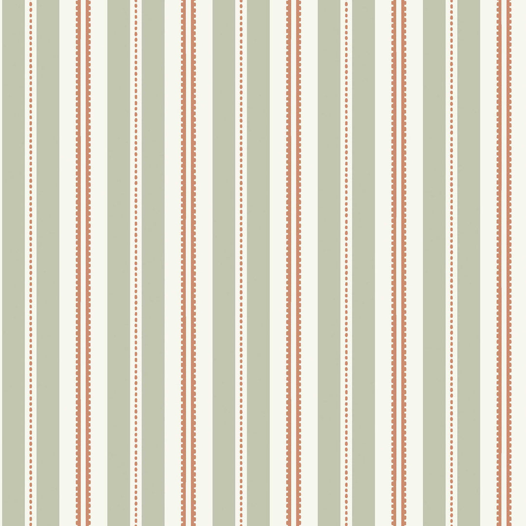 Schumacher Wallcovering Hedda - Sage And Rust