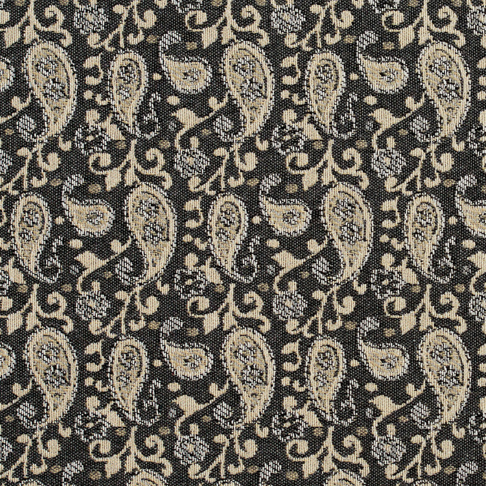 5840 Sterling Paisley by Charlotte Designer Fabric Classic Patterns 52% Polyester, 48% Cotton Made In USA Exceeds 160,000 Wyzenbeek Rubs (Heavy Duty) Horizontal: 3" X Vertical: 4.75" 54 Inches - Swanky Fabrics -