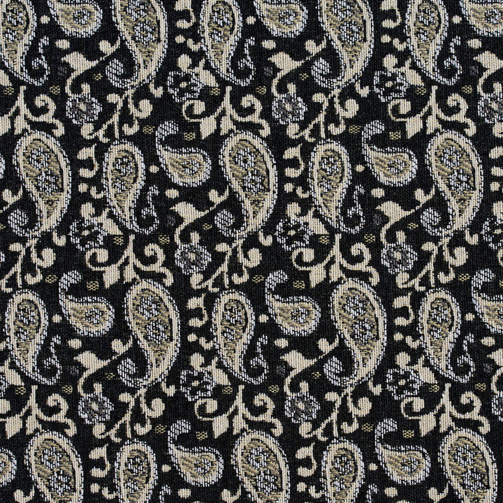 5845 Onyx Paisley by Charlotte Designer Fabric Classic Patterns 52% Polyester, 48% Cotton Made In USA Exceeds 160,000 Wyzenbeek Rubs (Heavy Duty) Horizontal: 3" X Vertical: 4.75" 54 Inches - Swanky Fabrics -