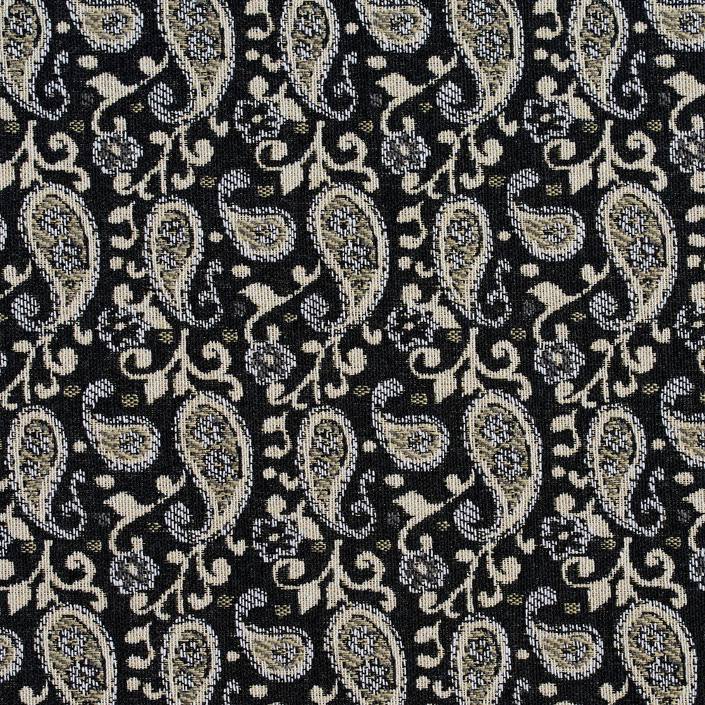 5845 Onyx Paisley by Charlotte Designer Fabric Classic Patterns 52% Polyester, 48% Cotton Made In USA Exceeds 160,000 Wyzenbeek Rubs (Heavy Duty) </p><p>Repeat: Horizontal: 3" X Vertical: 4.75" 54 Inches - Swanky Fabrics -