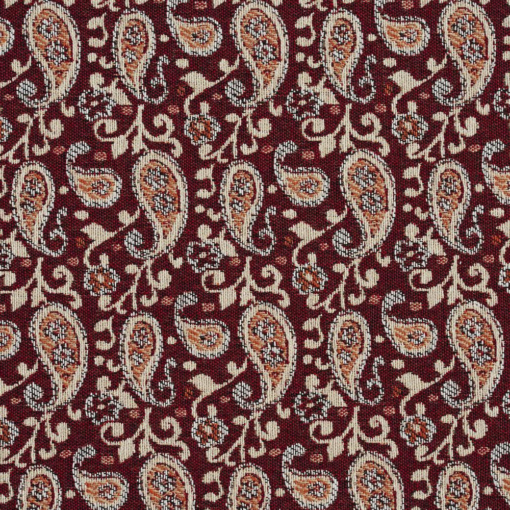 5846 Spice Paisley by Charlotte Designer Fabric Classic Patterns 52% Polyester, 48% Cotton Made In USA Exceeds 160,000 Wyzenbeek Rubs (Heavy Duty) Horizontal: 3" X Vertical: 4.75" 54 Inches - Swanky Fabrics -