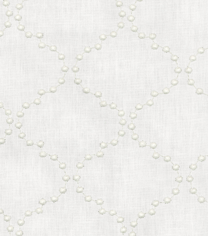 Pearl Drop Emb. Snow 590770 by HGTV HOME Designer Fabric - BASE:60%Polyester 30%Cotton 10%Linen EMBROID:100%Polyester INDIA 15000 Horizontal: 4.75 and Vertical: 5 54 - Swanky Fabrics -
