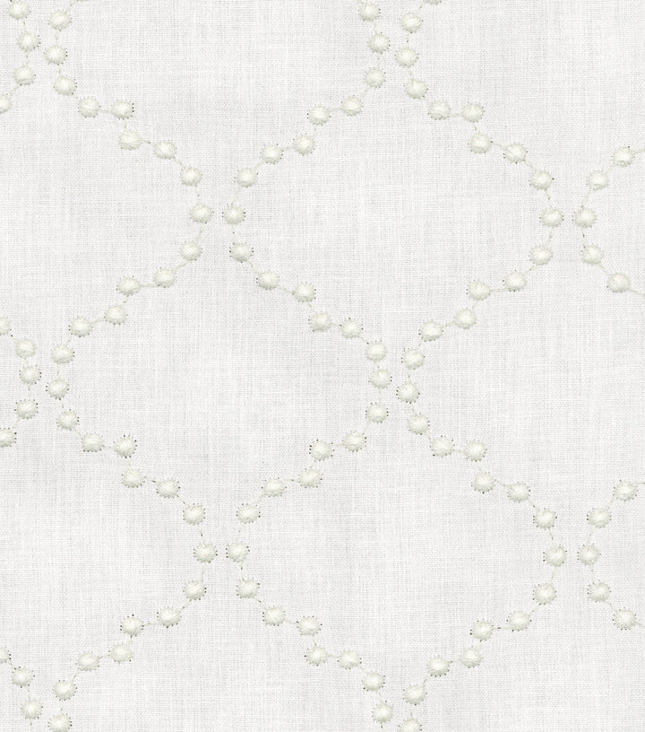 Pearl Drop Emb. Snow 590770 by HGTV HOME Designer Fabric - BASE:60%Polyester 30%Cotton 10%Linen EMBROID:100%Polyester INDIA 15000 Horizontal: 4.75 and Vertical: 5 54 - Swanky Fabrics -