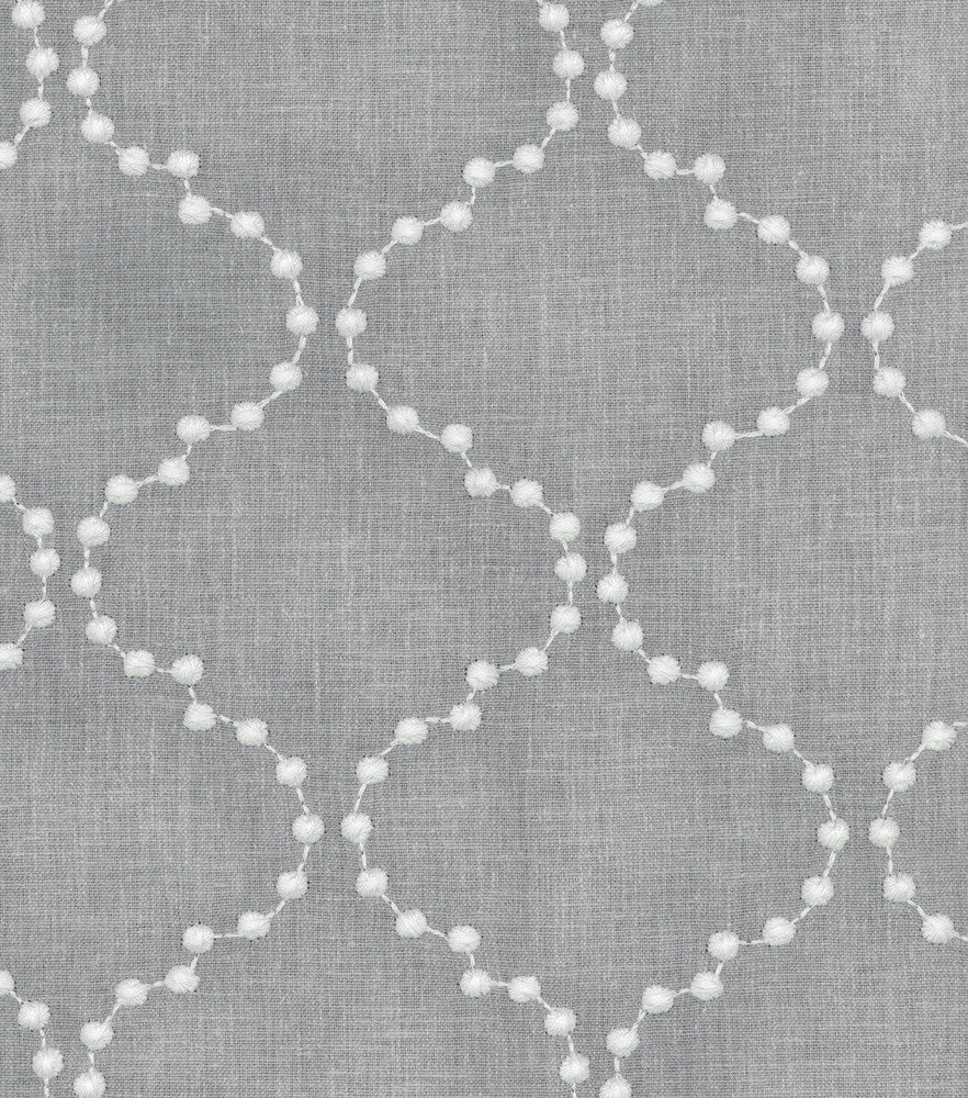 Pearl Drop Emb. Smoke 590772 by HGTV HOME Designer Fabric - BASE:60%Polyester 30%Cotton 10%Linen EMBROID:100%Polyester INDIA 15000 Horizontal: 4.75 and Vertical: 5 54 - Swanky Fabrics -