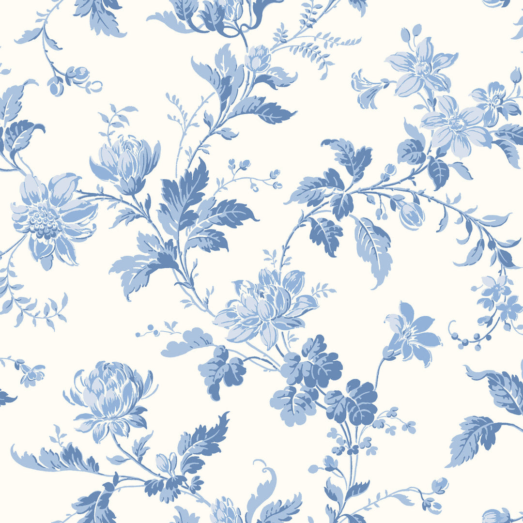 Schumacher Wallcovering Blomslinga - Blue And White