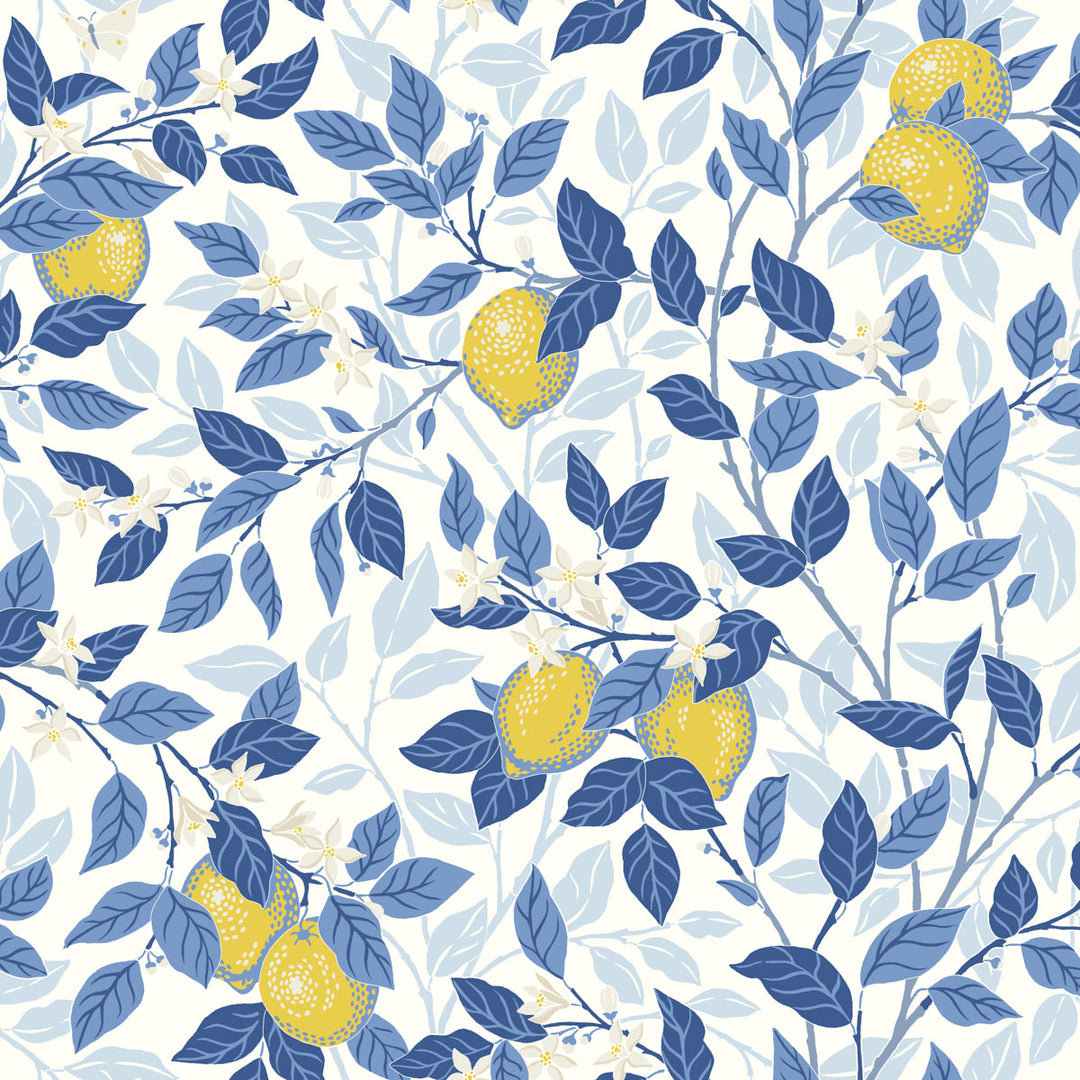 Schumacher Wallcovering Citronträd - Blue And Yellow