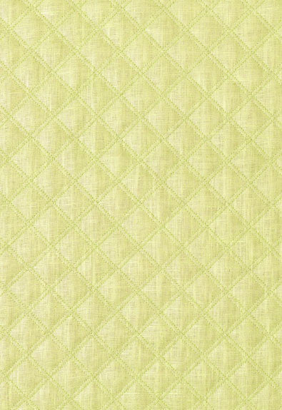 Thayer Quilted Linen Pear 62153 by Schumacher Designer Fabric Chroma 67% Linen, 18% Polyester, 15% Cotton Martindale 8,500 Horizontal: 1.625 and Vertical: 2 54 - Swanky Fabrics -
