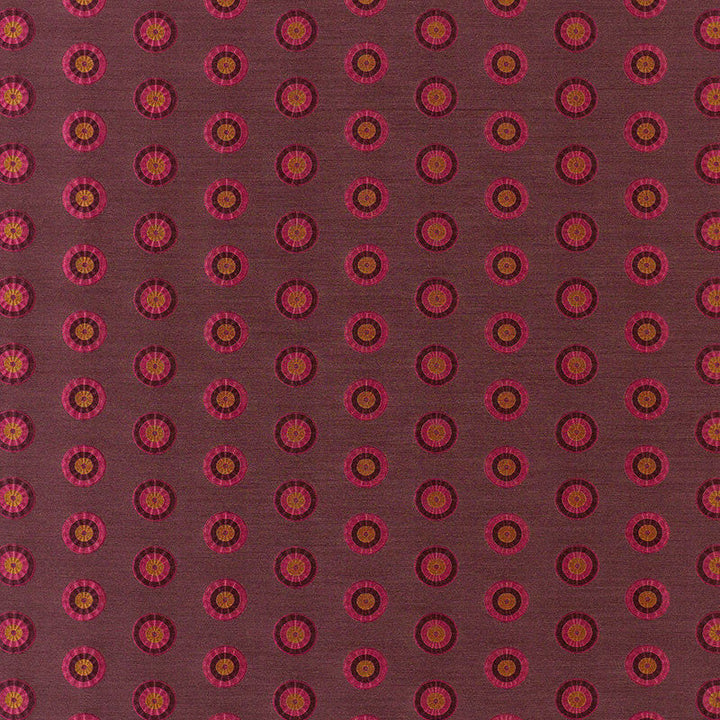 Shibori Circle Claret & Berry 62240 by Schumacher Designer Fabric MODERN WOVENS SILK 100% INDIA </p><p>Repeat: Horizontal: 4 3/8" (11CM) and Vertical: 2 1/8" (5CM) 52.875 - Swanky Fabrics -