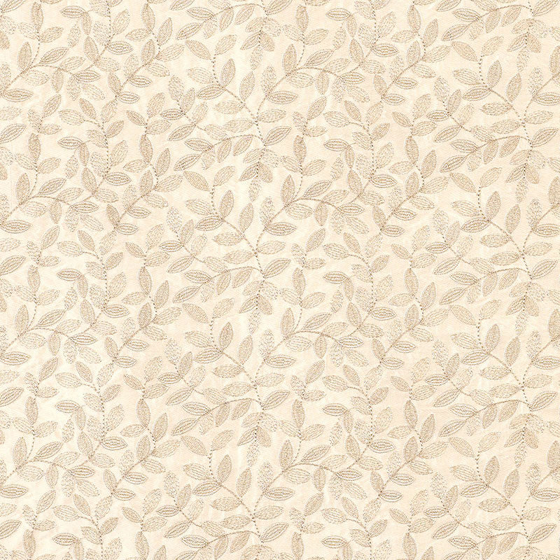 Manor Leaf Embroidery Ecru 62360 by Schumacher Designer Fabric CHROMA SILK 46% VISCOSE 37% INDIA </p><p>Repeat: Horizontal: 6 1/8" (16CM) and Vertical: 3" (8CM) 52.625 - Swanky Fabrics -
