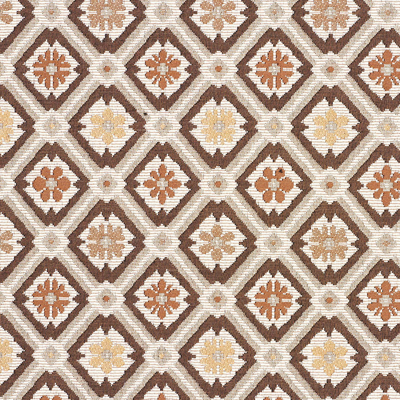 Savonnerie Tapestry Brown 62494 by Schumacher Designer Fabric CLASSIC WOVENS II COTTON 94% SPUN RAYON 6% FRANCE WYZENBEEK 30,000 </p><p>Repeat: Horizontal: 5 7/8" (15CM) and Vertical: 6 1/4" (16CM) 59 - Swanky Fabrics -