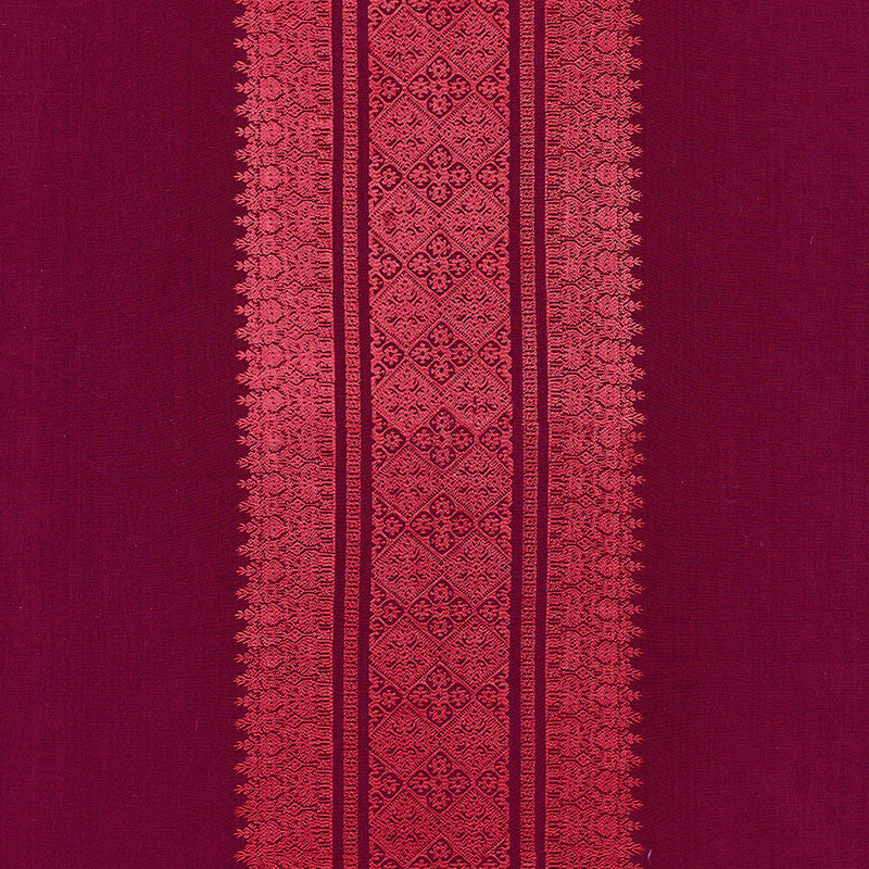 Saree Stripe Mulberry 62663 by Schumacher Fabric Schumacher Fabric Saree Stripe Mulberry 62663Fabric COTTON 49% INDIA </p><p>Repeat: H: HORZ. 26 1/2" (67CM) , V: VERT. 2" (5CM) 59.5 - Fabric Carolina -