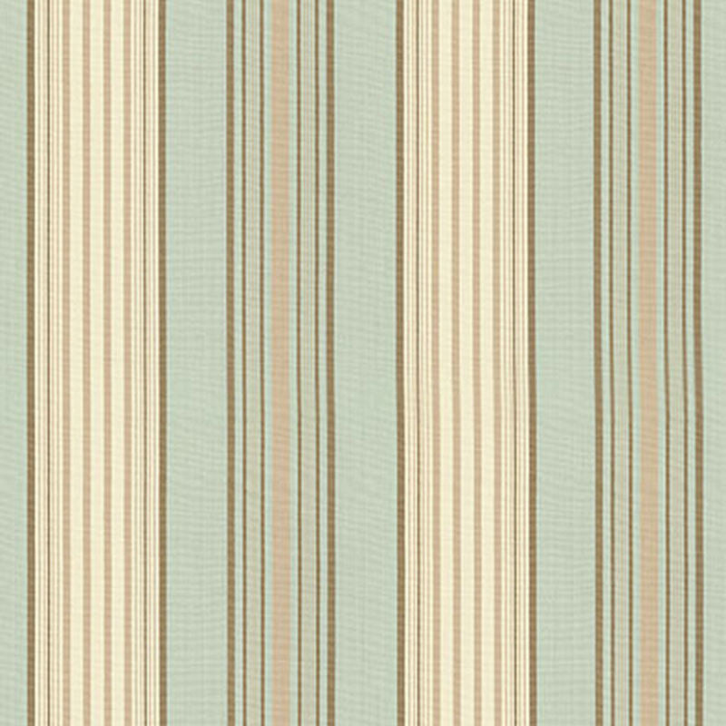Saratoga Cotton Stripe Aqua / Flax/ Mocha 62962 by Schumacher Designer Fabric COUNTRY HOUSE COTTONS See Sample INDIA . </p><p>Repeat: Horizontal: 9 1/4" (23CM) and Vertical: - 50" WIDE (127CM) - Swanky Fabrics -