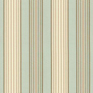 Schumacher Fabric Saratoga Cotton Stripe Aqua / Flax/ Mocha 62962