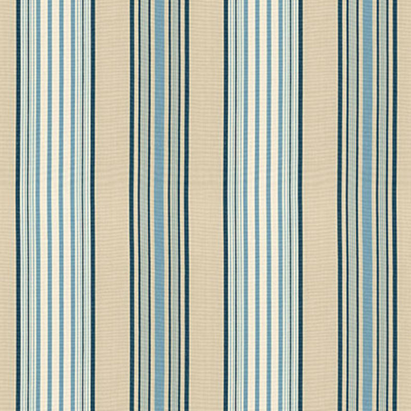 Saratoga Cotton Stripe Indigo / Chambray / Beige 62963 by Schumacher Designer Fabric CHROMA SP14 See Sample INDIA MEDIUM DUTY </p><p>Repeat: Horizontal: 9 1/4" (23CM) and Vertical: - 54" WIDE (137CM) - Swanky Fabrics -