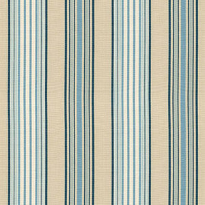 Schumacher Fabric Saratoga Cotton Stripe Indigo / Chambray / Beige 62963