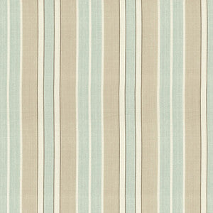 Schumacher Fabric Beacon Cotton Stripe Aqua/Flax/Ivory 62991