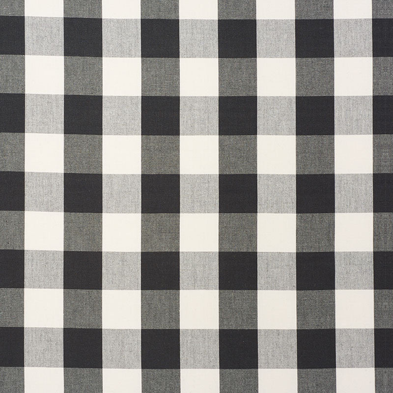 Camden Cotton Check Black 63044 by Schumacher Designer Fabric REVISIT OF POPULAR PATTERNS See Sample INDIA LIGHT </p><p>Repeat: Horizontal: 3" (8CM) and Vertical: 3" (8CM) 54" WIDE (137CM) - Swanky Fabrics -