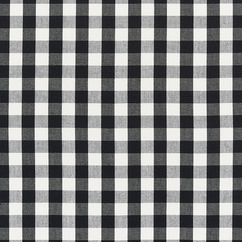 Elton Cotton Check Black 63064 by Schumacher Designer Fabric French-Revolution 100% Cotton Martindale 6,500 Horizontal: 1.25 and Vertical: 1.25 54 - Swanky Fabrics -