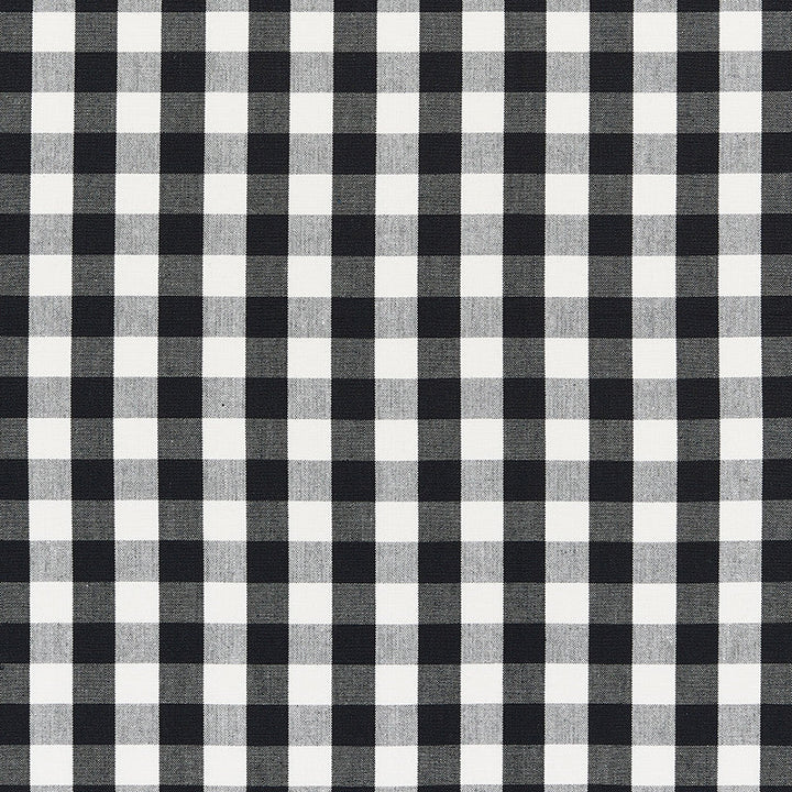 Elton Cotton Check Black 63064 by Schumacher Designer Fabric French-Revolution 100% Cotton Martindale 6,500 Horizontal: 1.25 and Vertical: 1.25 54 - Swanky Fabrics -