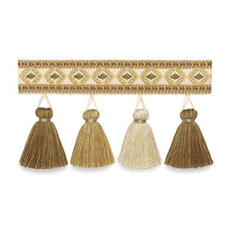 Pembury Tassel Fringe Champagne 63154 by Schumacher Designer Trim SOMERSET TRIMMINGS ACRYLIC 99% POLYESTER 1% AUSTRALIA </p><p>Repeat: Horizontal: and Vertical: 2.75 - Swanky Fabrics -