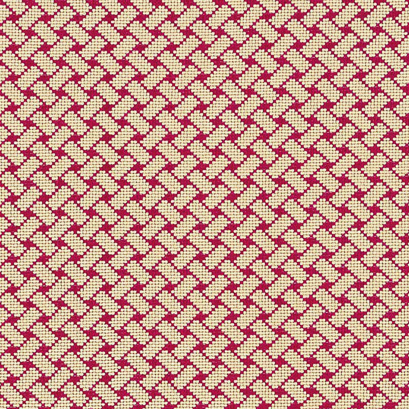 Bristol Weave Carmine 63395 by Schumacher Designer Fabric ESSENTIALS: SMALL-SCALE UPHOLSTERY I See Sample UNITED STATES OF AMERICA HEAVY DUTY </p><p>Repeat: Horizontal: 7/8" (2CM) and Vertical: 7/8" (2CM) 52" WIDE (132CM) - Swanky Fabrics -
