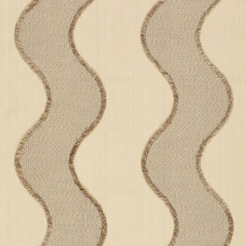 Wavelength Sandstone 63700 by Schumacher Designer Fabric MODERN GLAMOUR VISCOSE 64% COTTON 36% ITALY MARTINDALE 3,000 </p><p>Repeat: Horizontal: 9" (23CM) and Vertical: 54.5 - Swanky Fabrics -