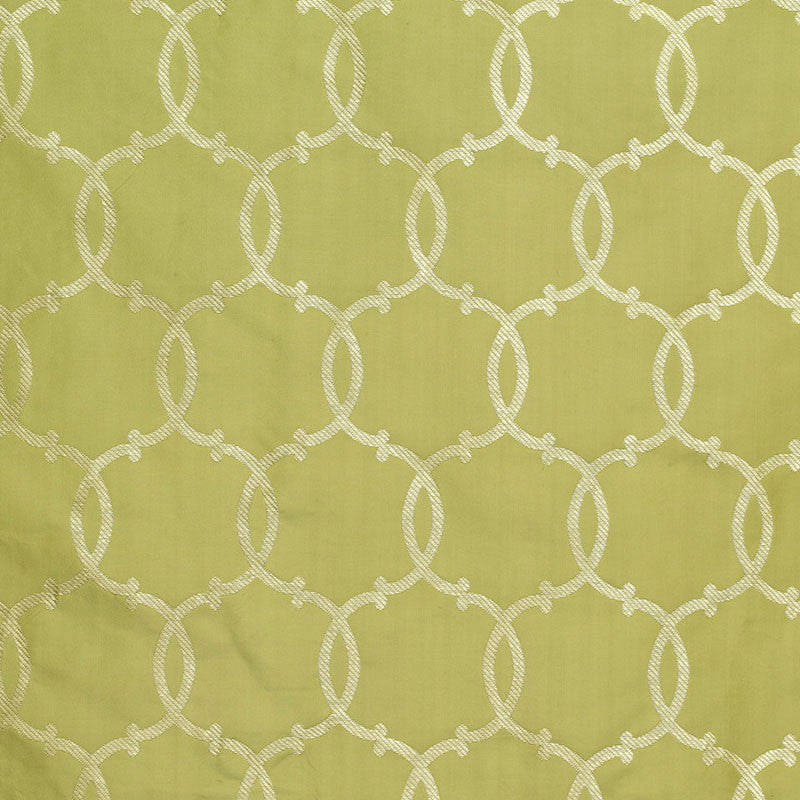 Silk Tracery Vert 63713 by Schumacher Designer Fabric MODERN GLAMOUR See Sample INDIA LIGHT DUTY </p><p>Repeat: Horizontal: 4 5/8" (12CM) and Vertical: 8 1/8" (21CM) 54 7/8" WIDE (139CM) - Swanky Fabrics -