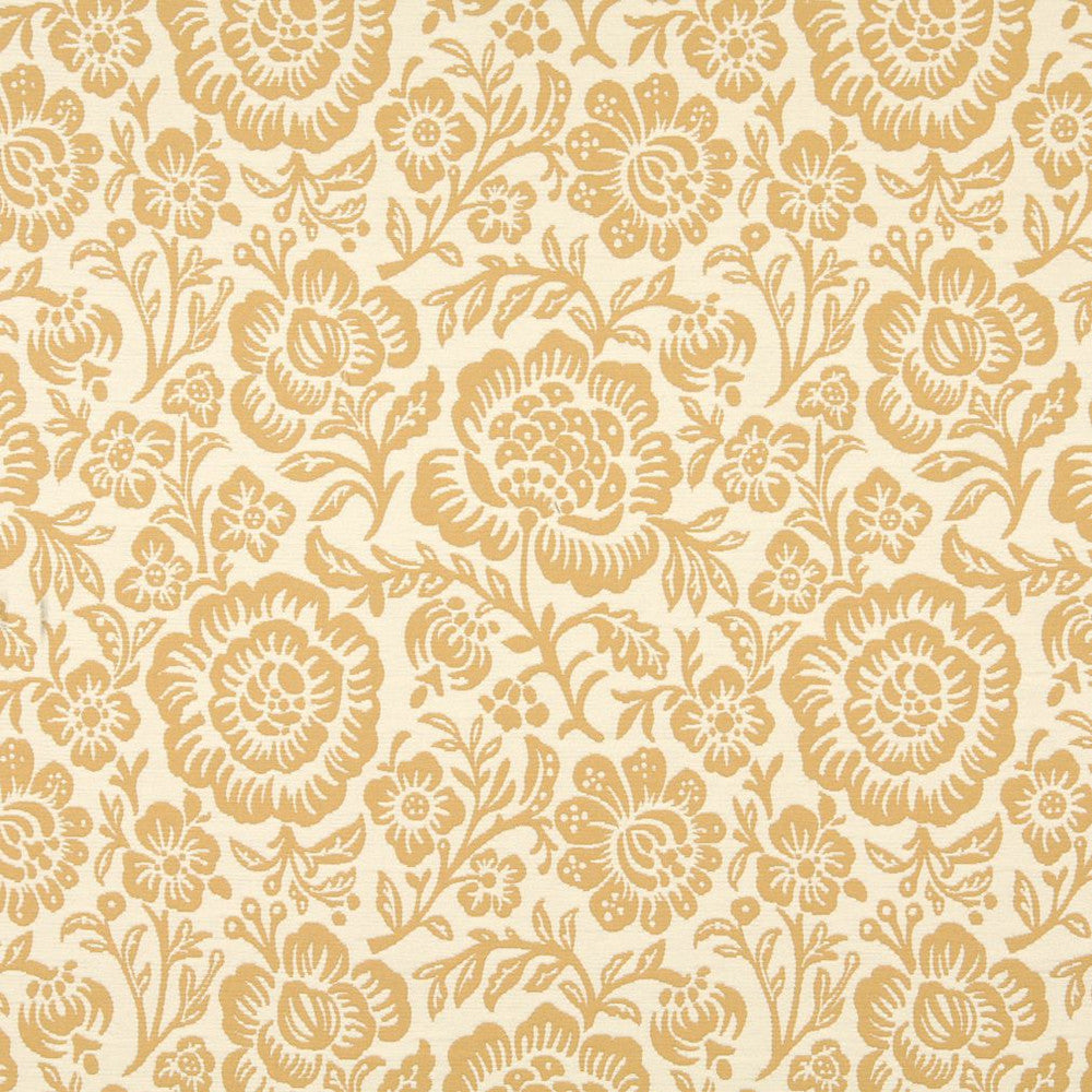 6406 Saffron Floral by Charlotte Designer Fabric Garden Collection 37% Cotton, 36% Rayon, 27% Polyester Asia Exceeds 70,000 Wyzenbeek Rubs (Heavy Duty) Horizontal: 14" x Vertical: 15" 54 Inches - Swanky Fabrics -
