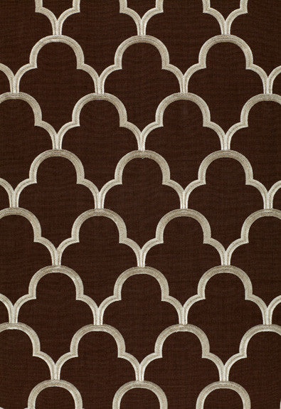 Scallop Embroidery Espresso 64322 by Schumacher Designer Fabric COLLECTION-NAME-TBA-64320 75% Cotton, 25% Viscose Martindale 5,600 Horizontal: 5.5 and Vertical: 7.5 49.875 - Swanky Fabrics -