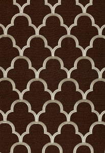 Schumacher Fabric Scallop Embroidery Espresso 64322