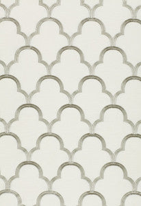 Schumacher Fabric Scallop Embroidery Platinum 64323