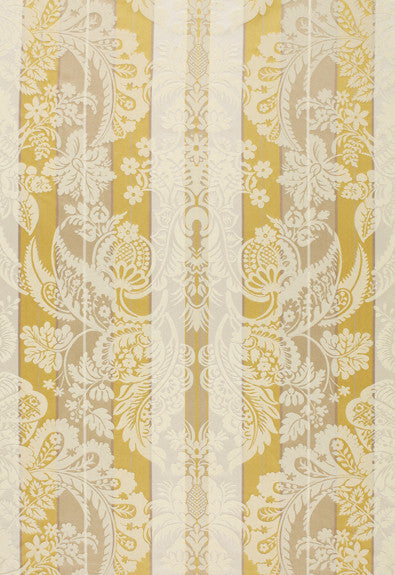 Savannah Imberline Damask Chardonnay 64393 by Schumacher Designer Fabric COLLECTION-NAME-TBA-64390 100% Silk Martindale 2,000 Horizontal: 27.5 and Vertical: 27.25 55 - Swanky Fabrics -
