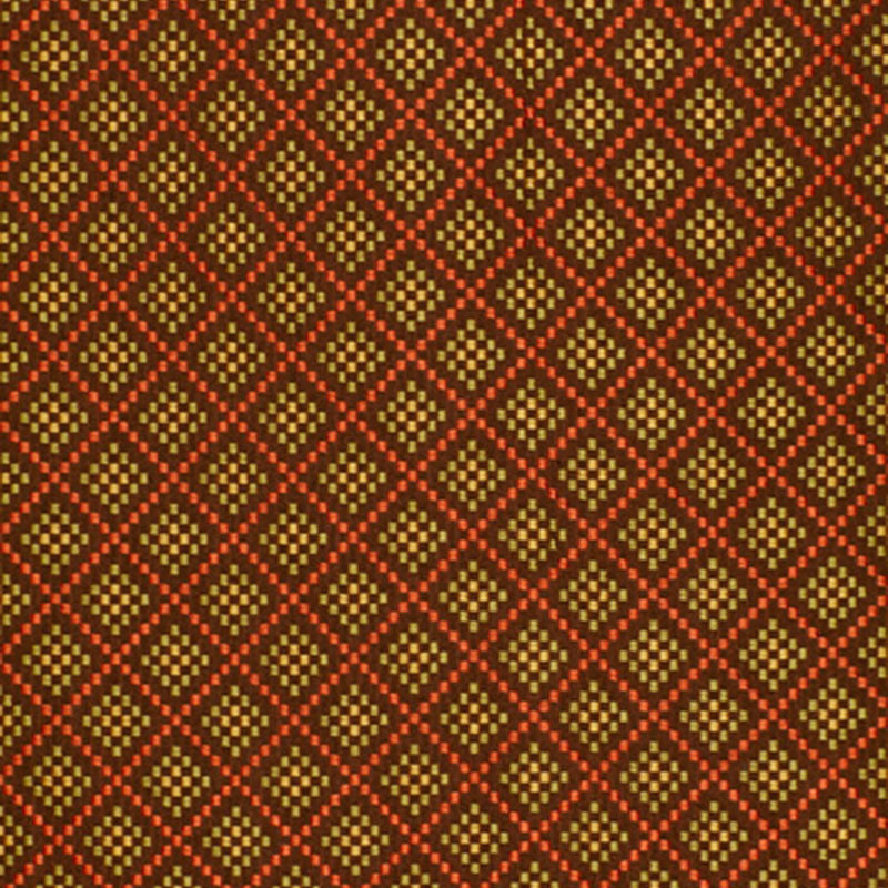 Checkers Chocolate / Poppy 64412 by Schumacher Designer Fabric TESSERA I SMALL PATTERNS See Sample INDIA LIGHT DUTY </p><p>Repeat: Horizontal: 1 3/4" (4CM) and Vertical: 3 1/4" (8CM) 54" WIDE (137CM) - Swanky Fabrics -