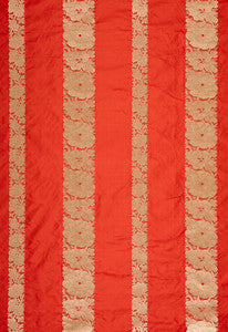 Schumacher Fabric Mandarin Silk Stripe Coral 64431