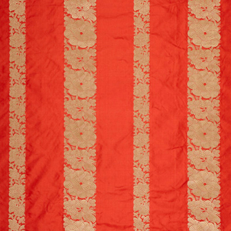 Mandarin Silk Stripe Coral 64431 by Schumacher Designer Fabric CHROMA SP14 SILK 100% INDIA MARTINDALE 3,000 </p><p>Repeat: Horizontal: 13 3/8" (34CM) and Vertical: 5 3/8" (14CM) 54 - Swanky Fabrics -
