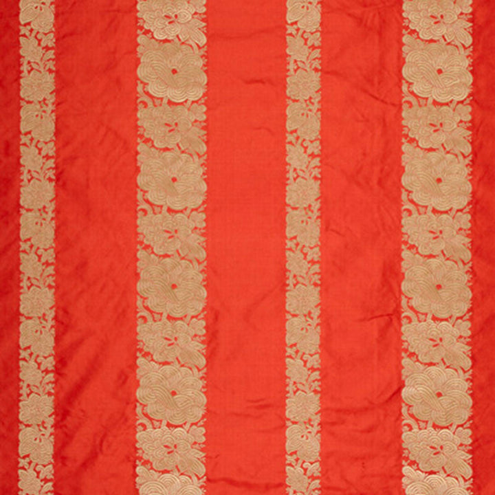 Mandarin Silk Stripe Coral 64431 by Schumacher Designer Fabric CHROMA SP14 SILK 100% INDIA MARTINDALE 3,000 </p><p>Repeat: Horizontal: 13 3/8" (34CM) and Vertical: 5 3/8" (14CM) 54 - Swanky Fabrics -