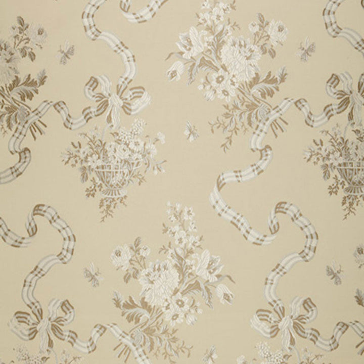 Francoise Lampas Pearl 64450 by Schumacher Designer Fabric CLASSIC WOVENS COTTON 56% SILK 44% INDIA WYZENBEEK 6,000 </p><p>Repeat: Horizontal: 27" (69CM) and Vertical: 50" (127CM) 54 - Swanky Fabrics -